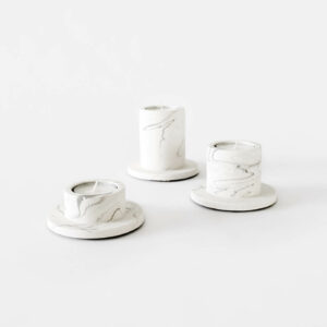 Portia tealight holder (x3) - White marble