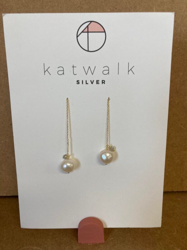 Katwalk silver Hanger goud labradoryte grijs & witte parel