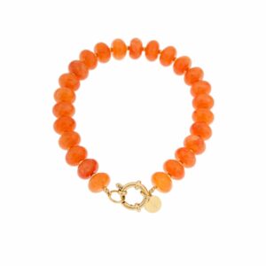 Oranje jade armband goud