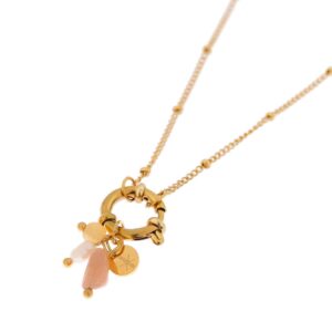 Gemstone long necklace gold