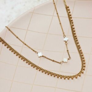White clover necklace gold